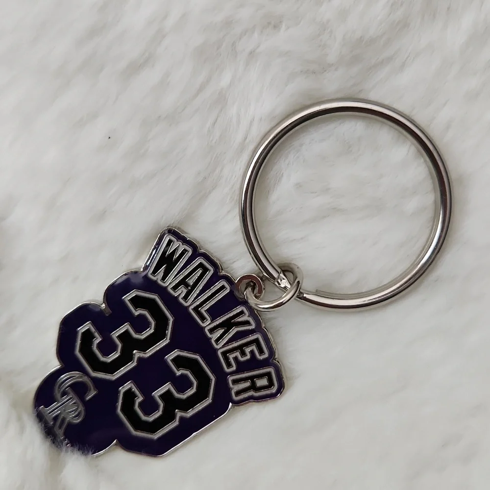 Purple and Silver Colorado Rockies Keychain with Number 33 Larry Walker